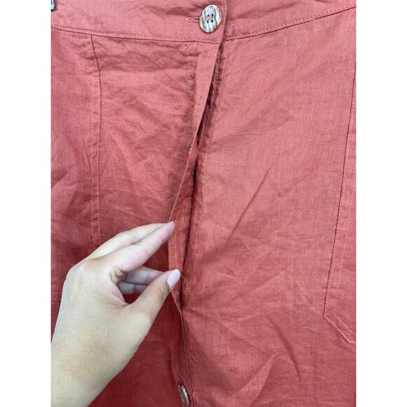 Marc New York Andrew Marc Womens Bruschetta Orange Midi Button Skirt NEW Large - Picture 5 of 12